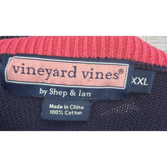 Vineyard Vines‎ Sweater Mens 2XL Navy Cotton Blue Mock Neck Sweatshirt Casual - Picture 4 of 7